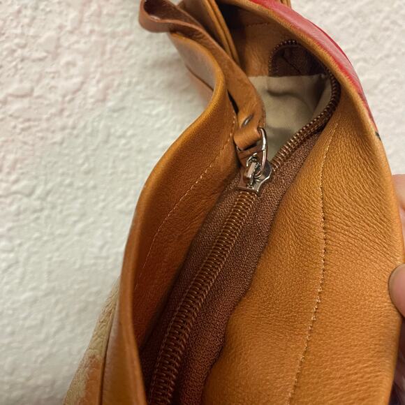 Hand Painted Bumble Bee Leather Hobo Bag Horse bit Anuschka Inspired - Picture 6 of 16